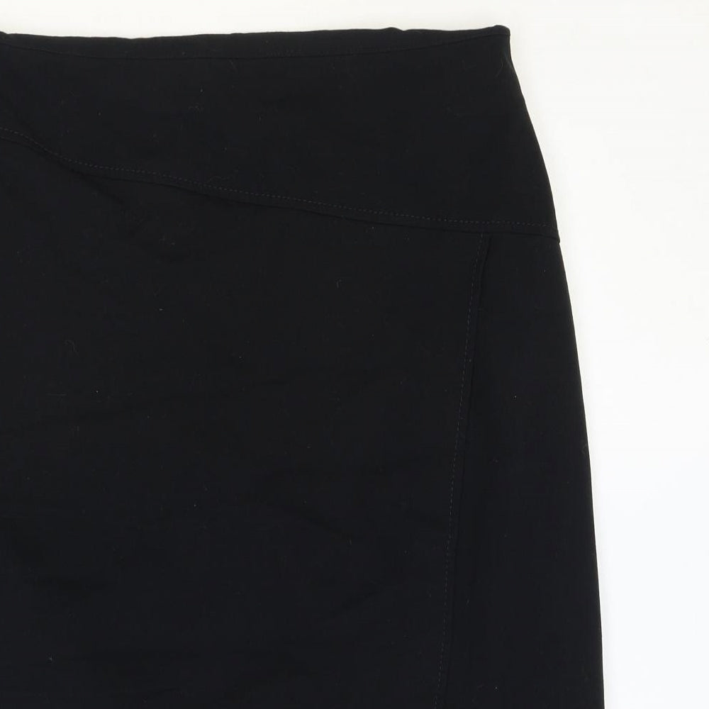 Marks and Spencer Womens Black Polyester Straight & Pencil Skirt Size 16 Zip