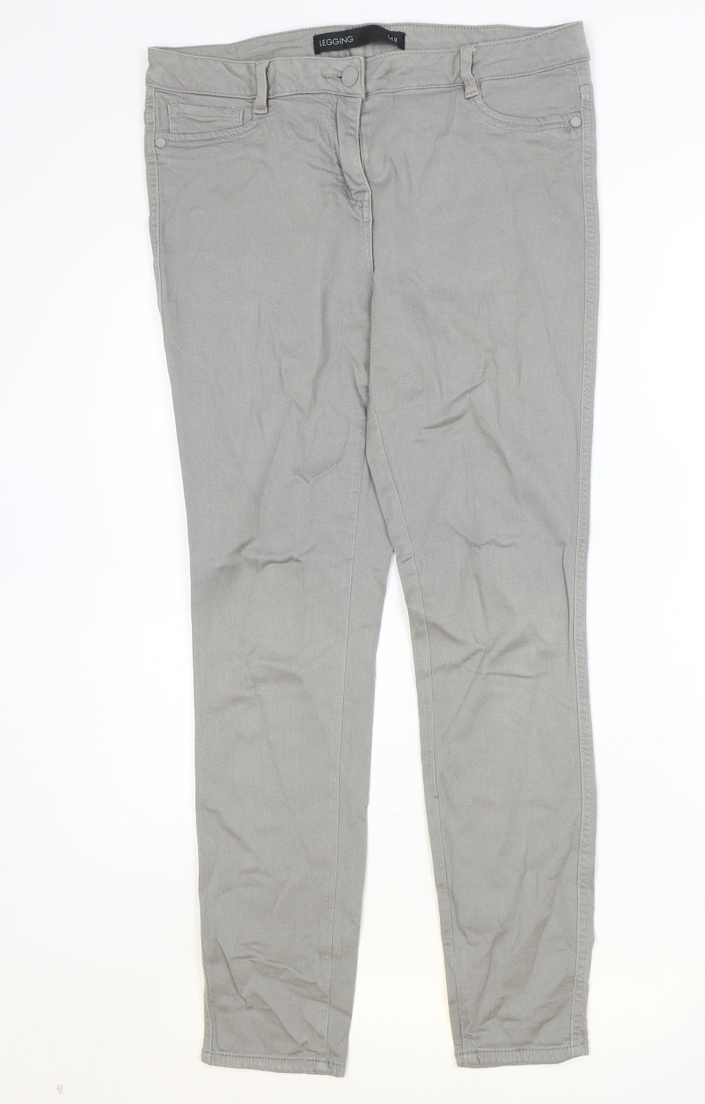 NEXT Womens Grey Cotton Skinny Jeans Size 14 Regular Zip