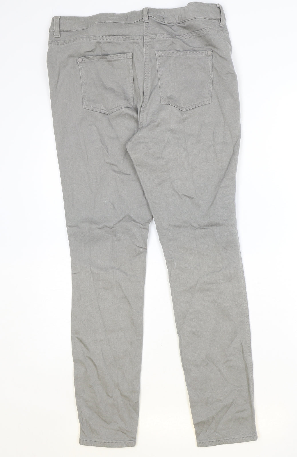 NEXT Womens Grey Cotton Skinny Jeans Size 14 Regular Zip