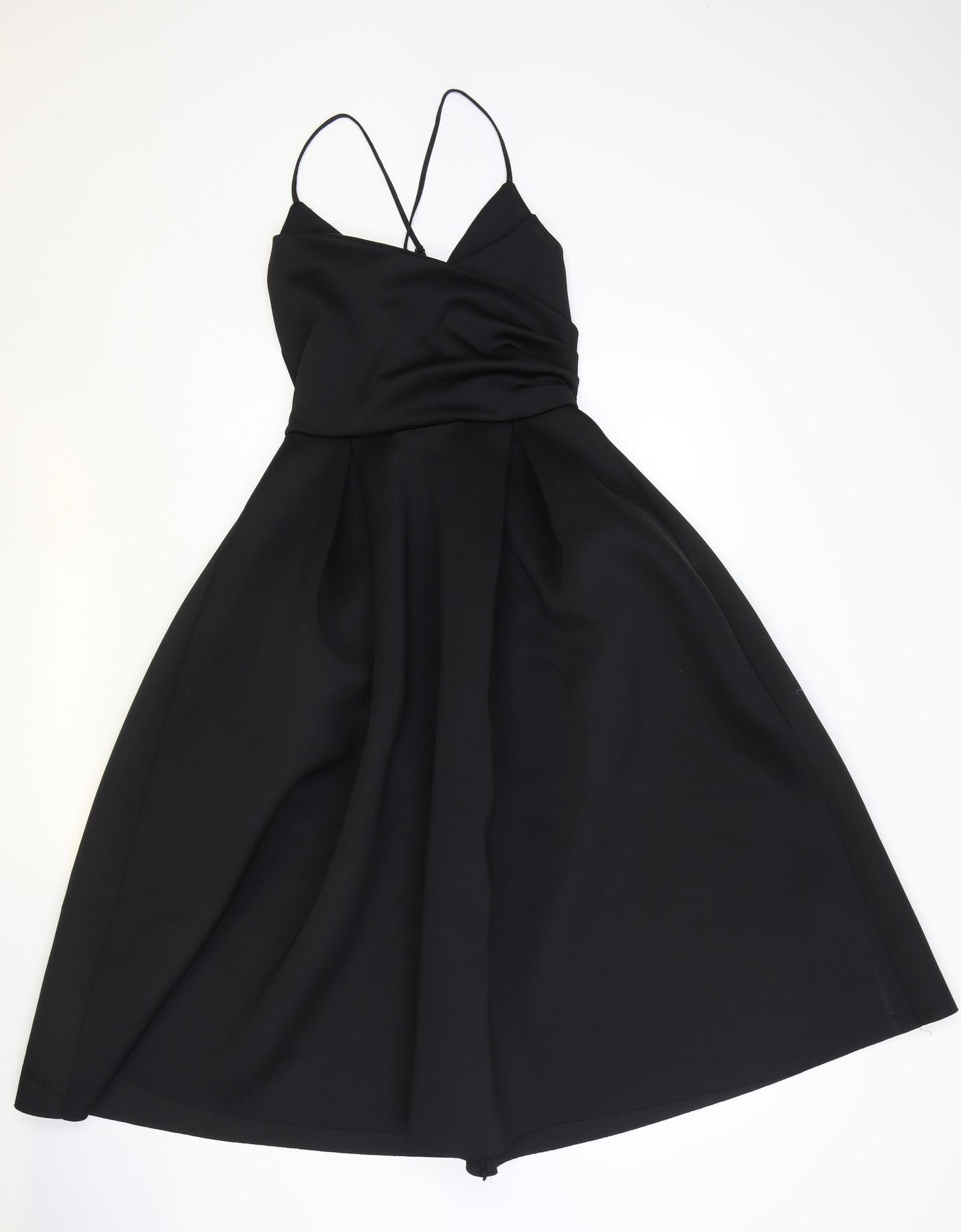 ASOS Womens Black Polyester Fit & Flare Size 10 V-Neck Zip