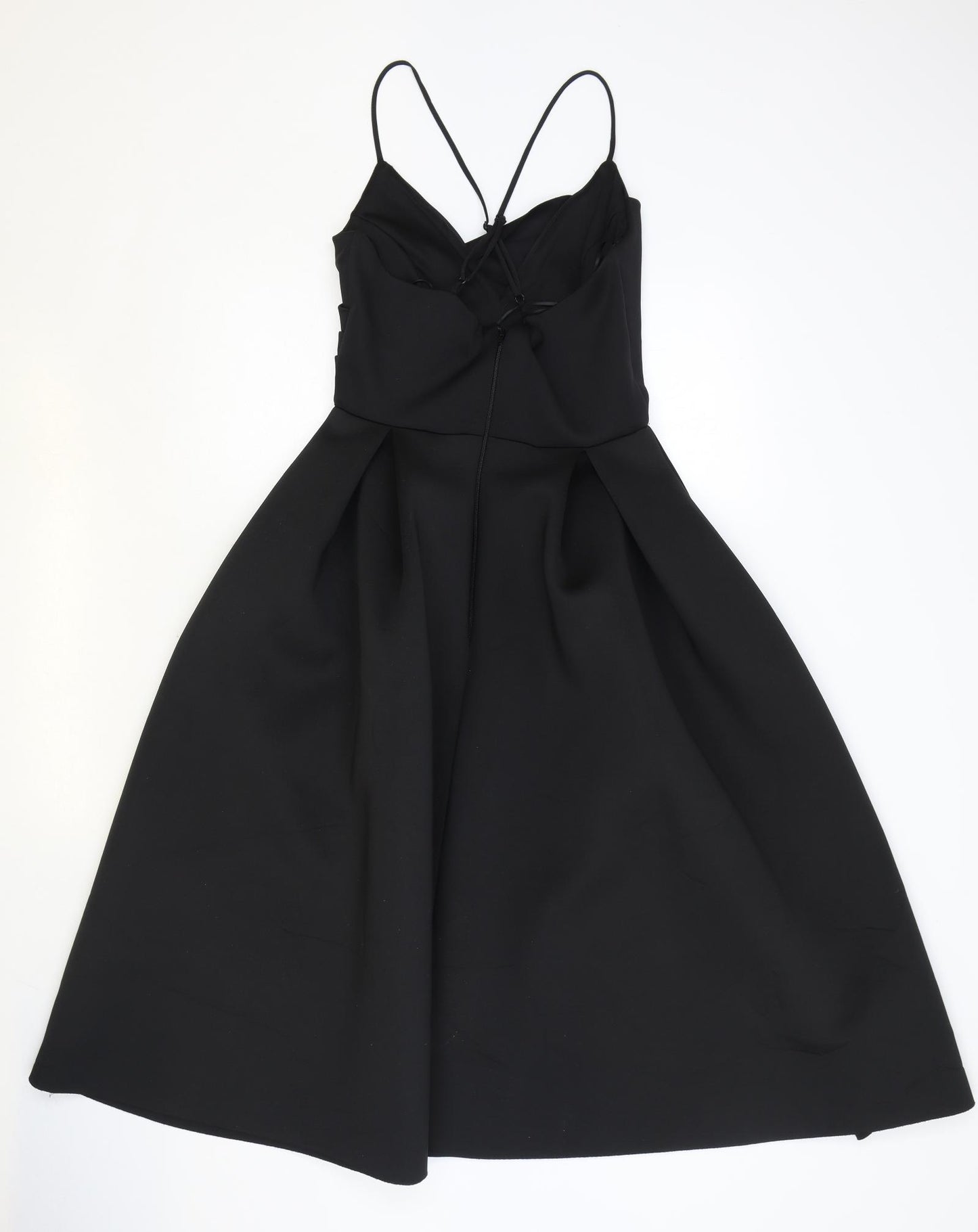 ASOS Womens Black Polyester Fit & Flare Size 10 V-Neck Zip