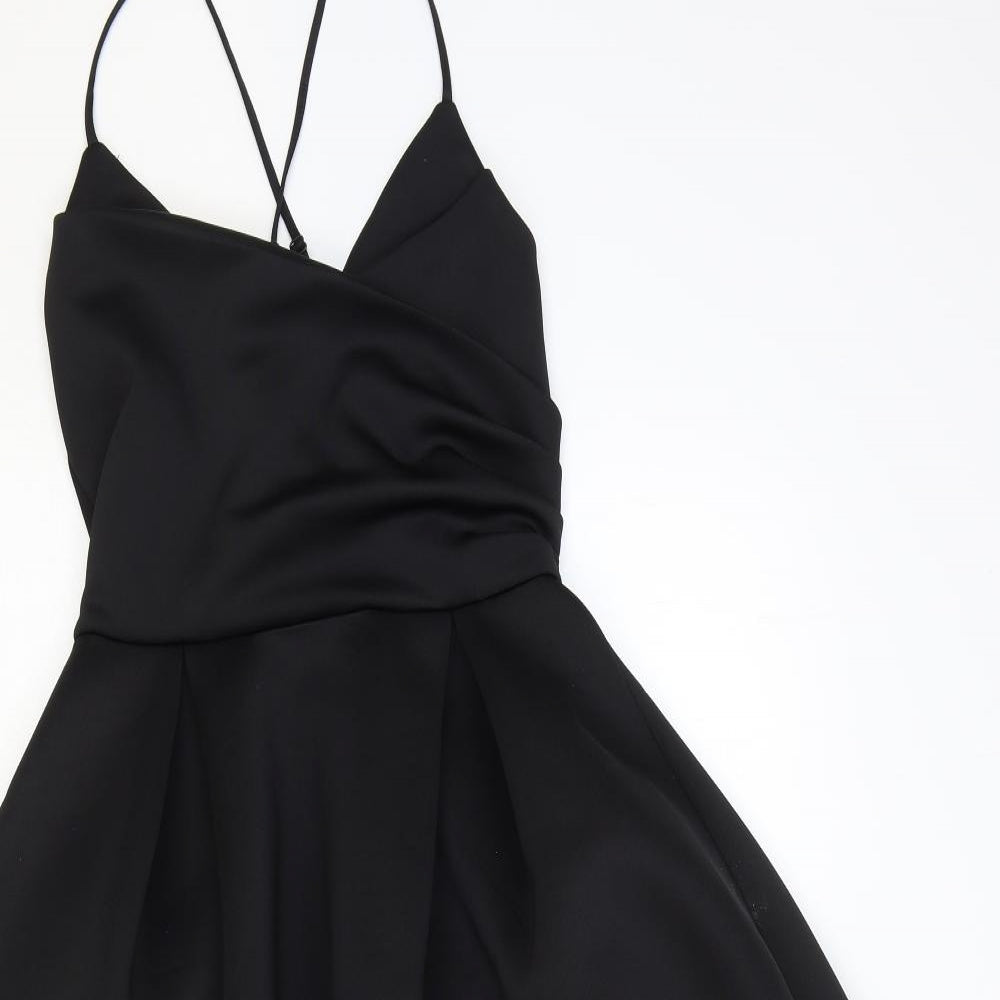 ASOS Womens Black Polyester Fit & Flare Size 10 V-Neck Zip