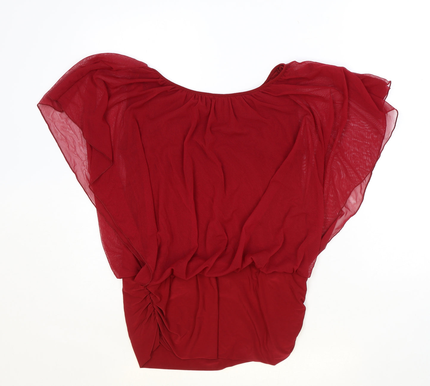 West One Womens Red Polyester Basic Blouse Size 16 Round Neck