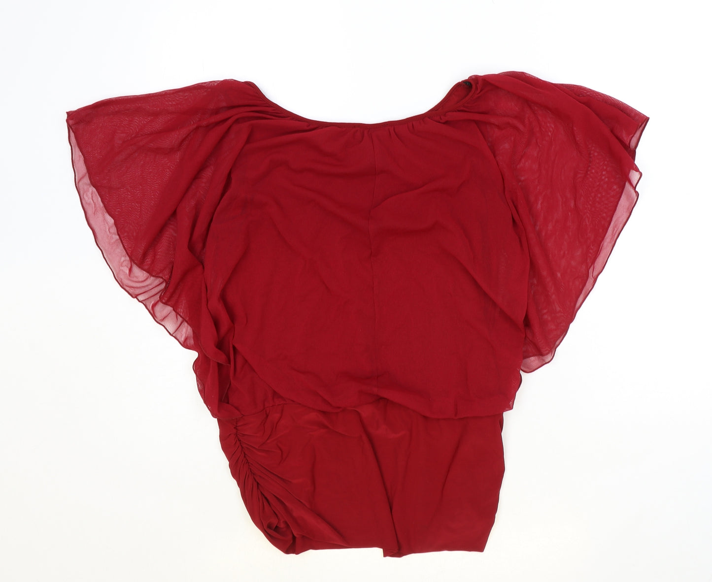 West One Womens Red Polyester Basic Blouse Size 16 Round Neck