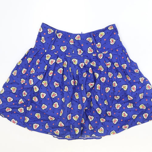 Preworn Womens Blue Floral Polyester Tulip Skirt Size 28 in Zip
