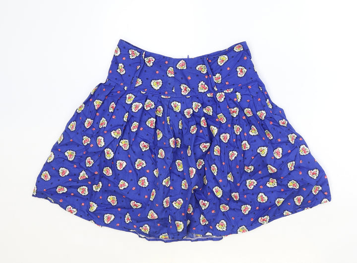 Preworn Womens Blue Floral Polyester Tulip Skirt Size 28 in Zip
