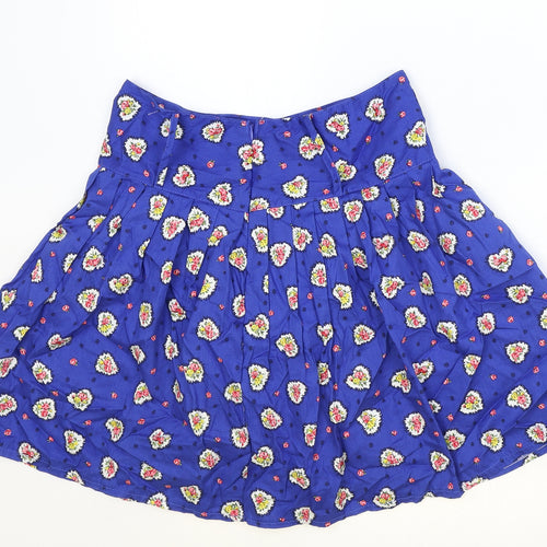 Preworn Womens Blue Floral Polyester Tulip Skirt Size 28 in Zip