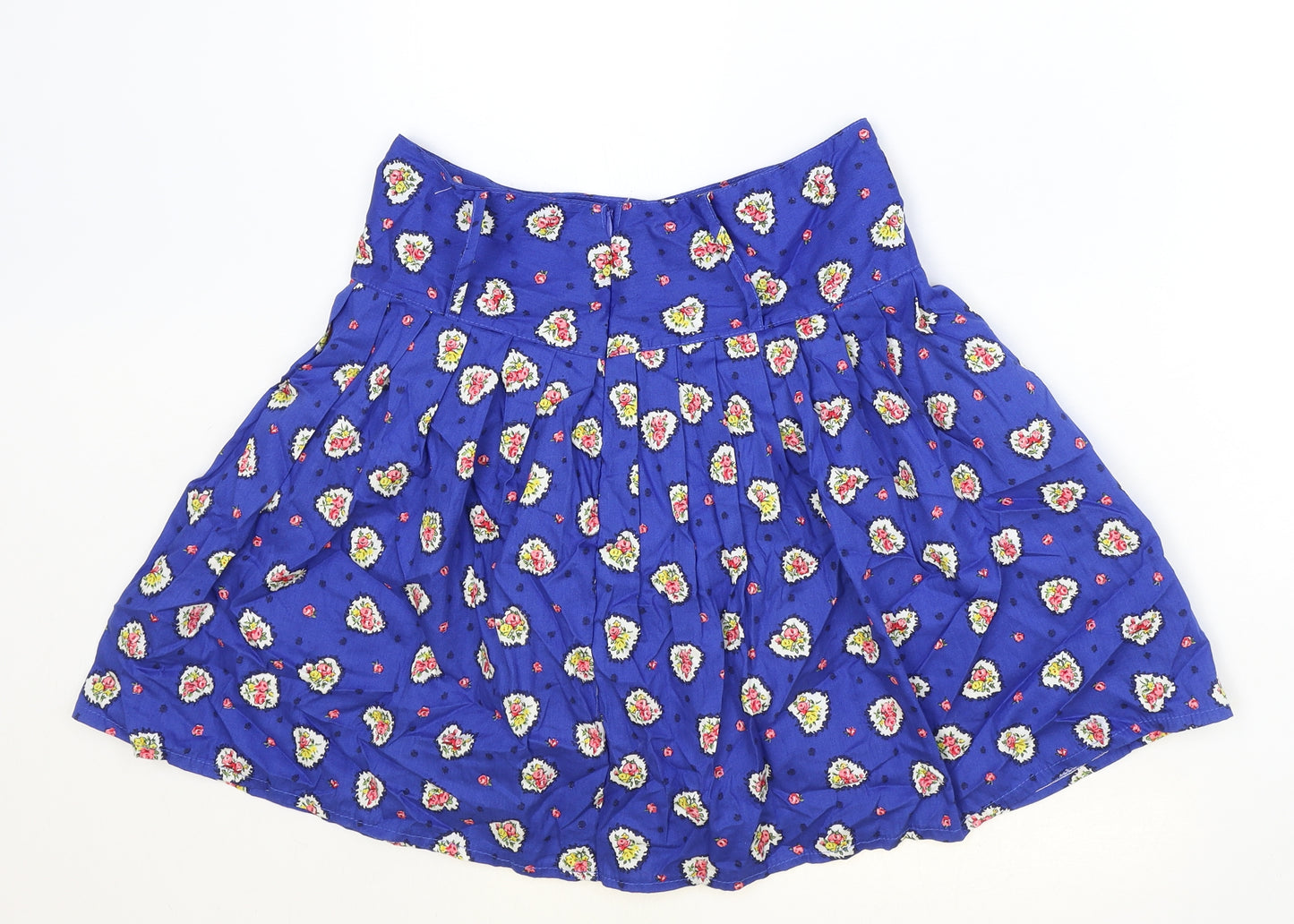 Preworn Womens Blue Floral Polyester Tulip Skirt Size 28 in Zip