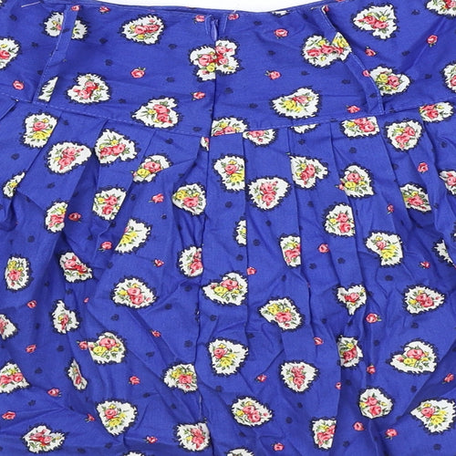Preworn Womens Blue Floral Polyester Tulip Skirt Size 28 in Zip