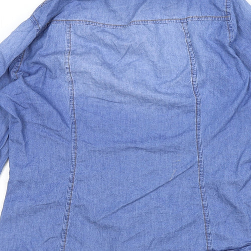 CI SONO Womens Blue 100% Cotton Basic Button-Up Size M Collared
