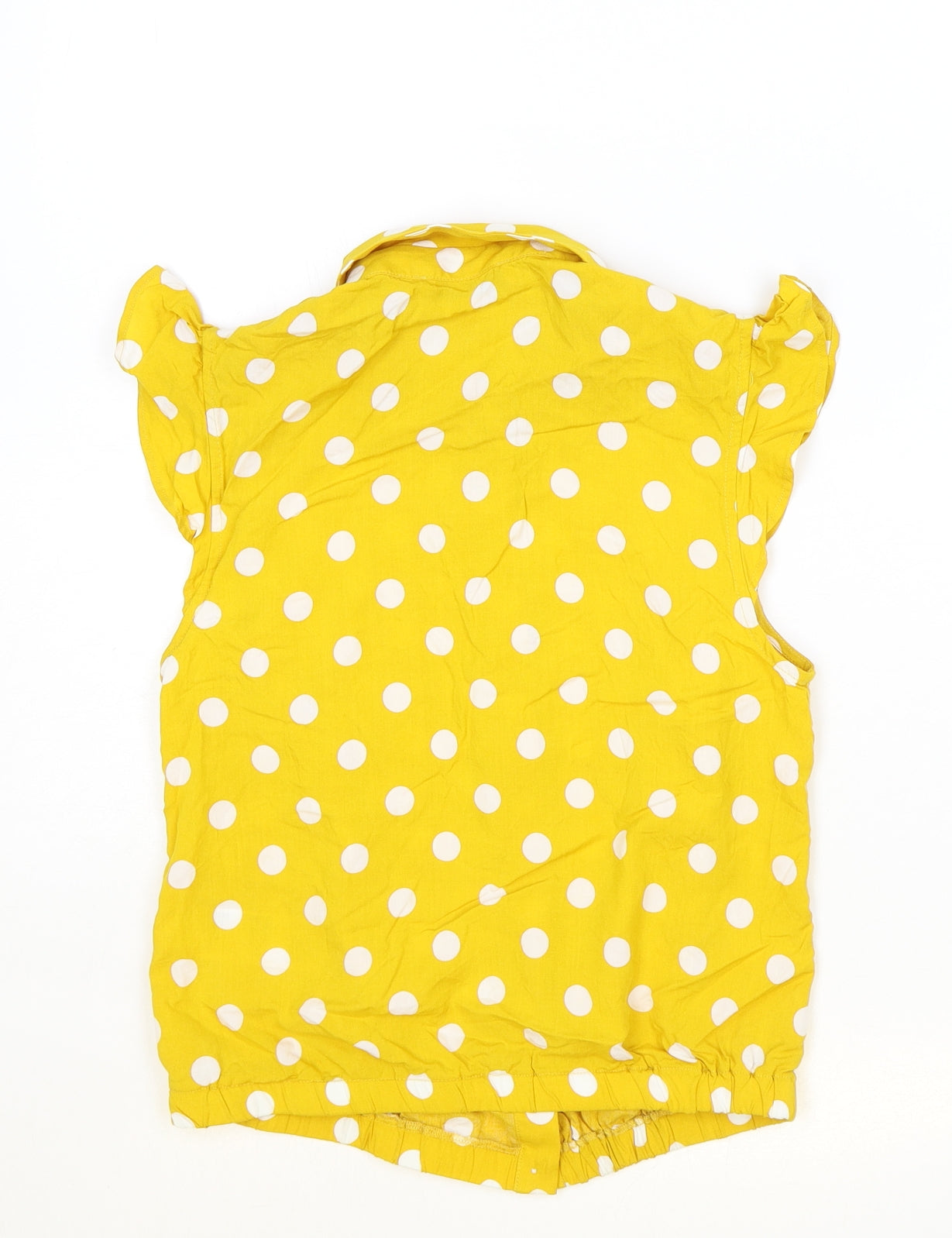 Oasis Womens Yellow Polka Dot Viscose Basic Button-Up Size 8 Collared