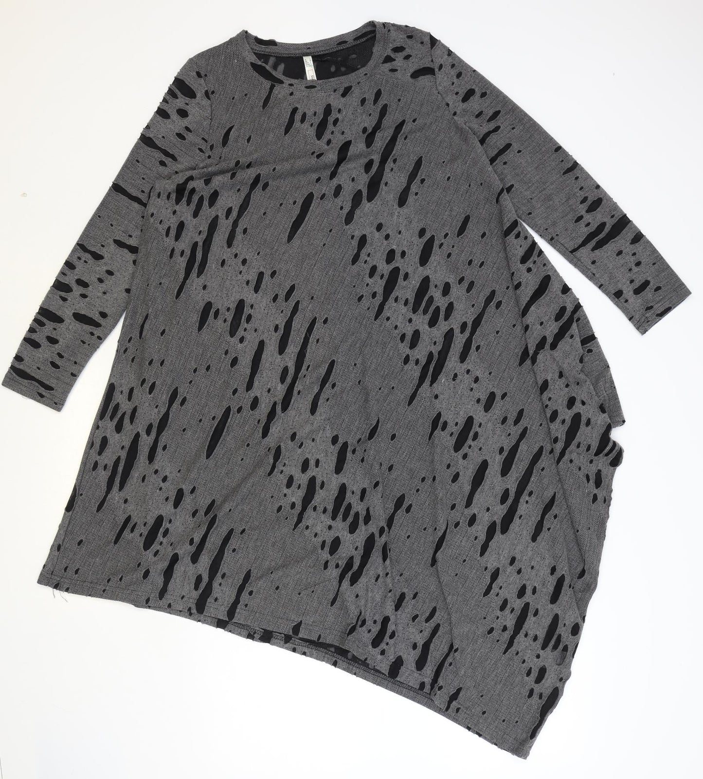 Stella Womens Grey Geometric Polyester Shift Size 12 Round Neck Pullover