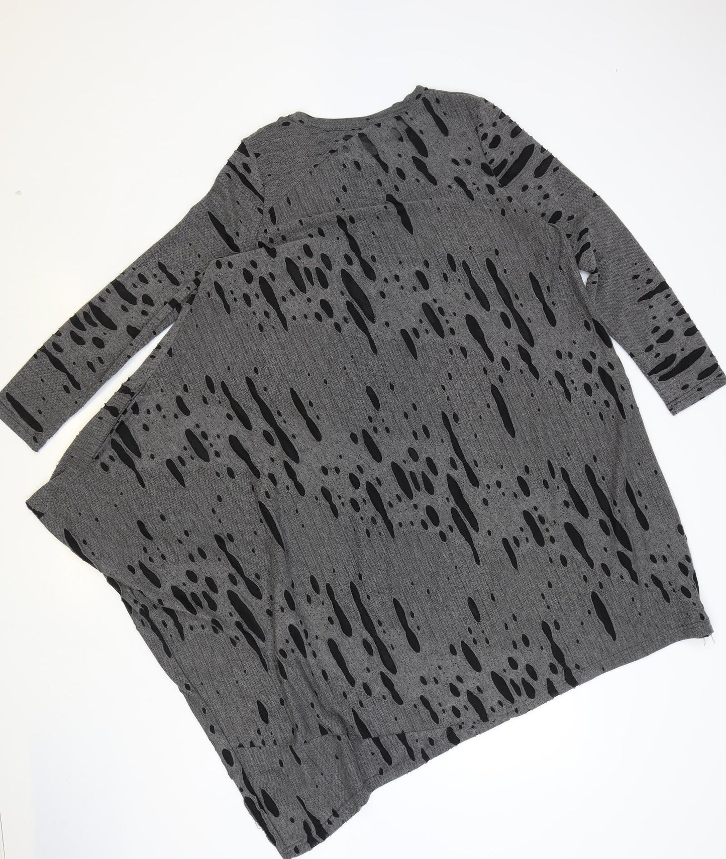 Stella Womens Grey Geometric Polyester Shift Size 12 Round Neck Pullover