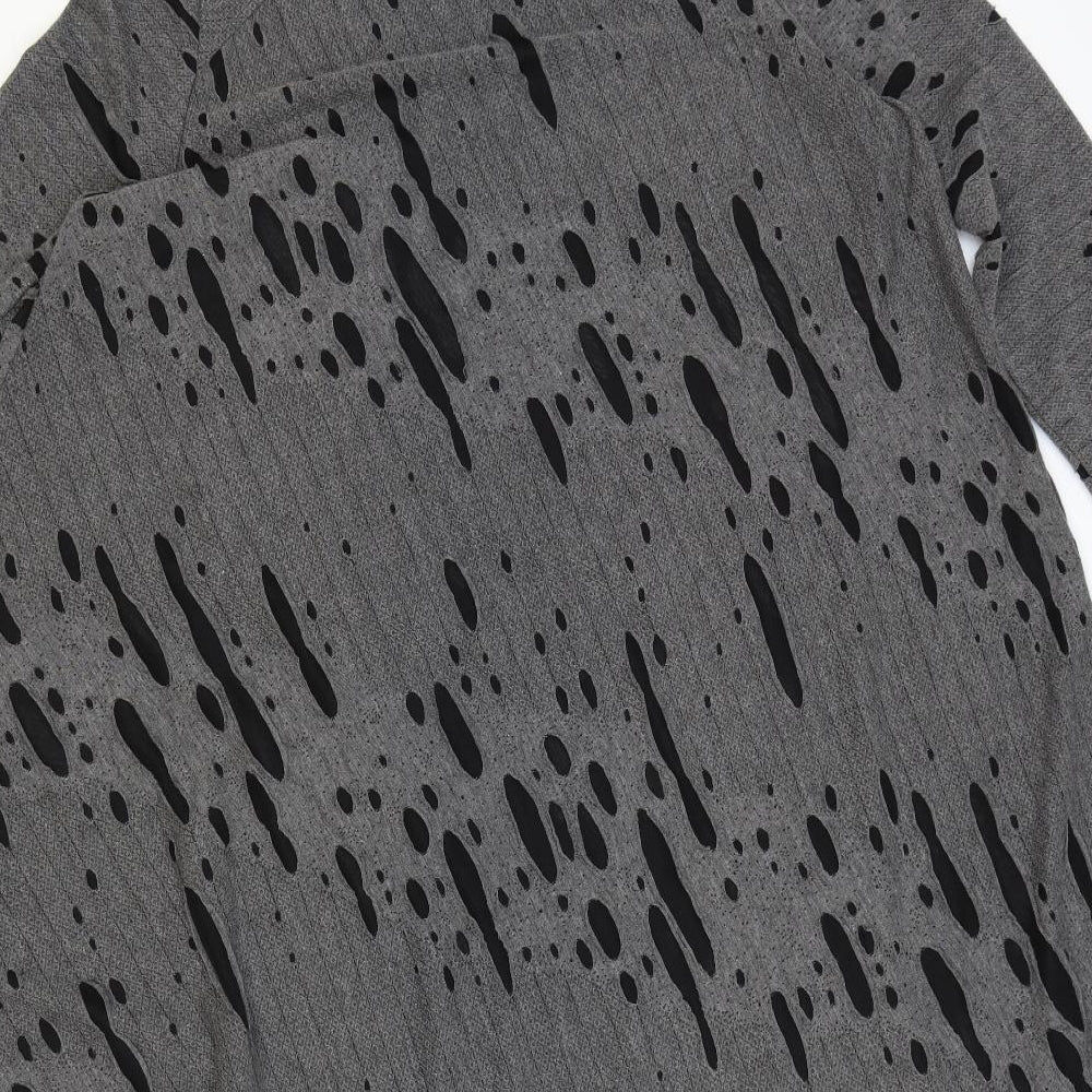 Stella Womens Grey Geometric Polyester Shift Size 12 Round Neck Pullover