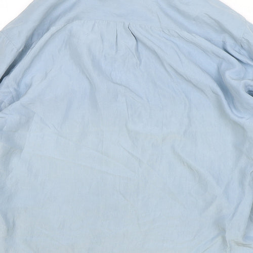 Hawkshead Womens Blue Silk Basic Button-Up Size L Collared
