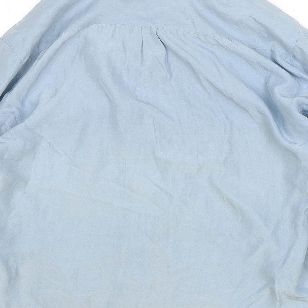 Hawkshead Womens Blue Silk Basic Button-Up Size L Collared