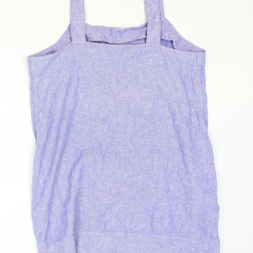 Papaya Womens Blue Linen Slip Dress Size 18 Square Neck Pullover