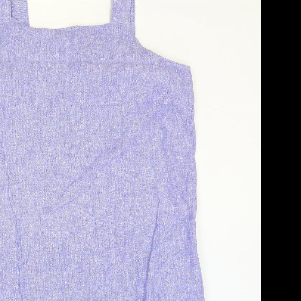 Papaya Womens Blue Linen Slip Dress Size 18 Square Neck Pullover