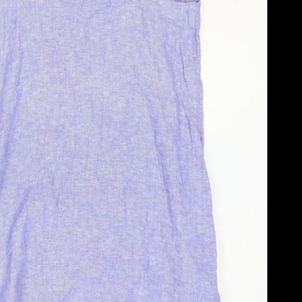 Papaya Womens Blue Linen Slip Dress Size 18 Square Neck Pullover