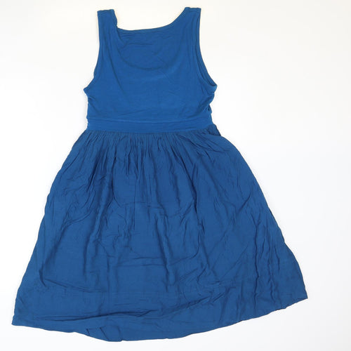 Valerie Bertinelli Womens Blue Viscose Tank Dress Size M Scoop Neck Pullover