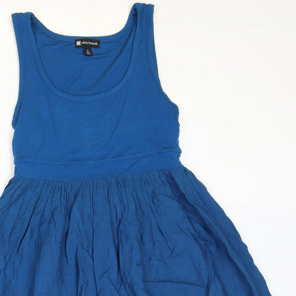 Valerie Bertinelli Womens Blue Viscose Tank Dress Size M Scoop Neck Pullover