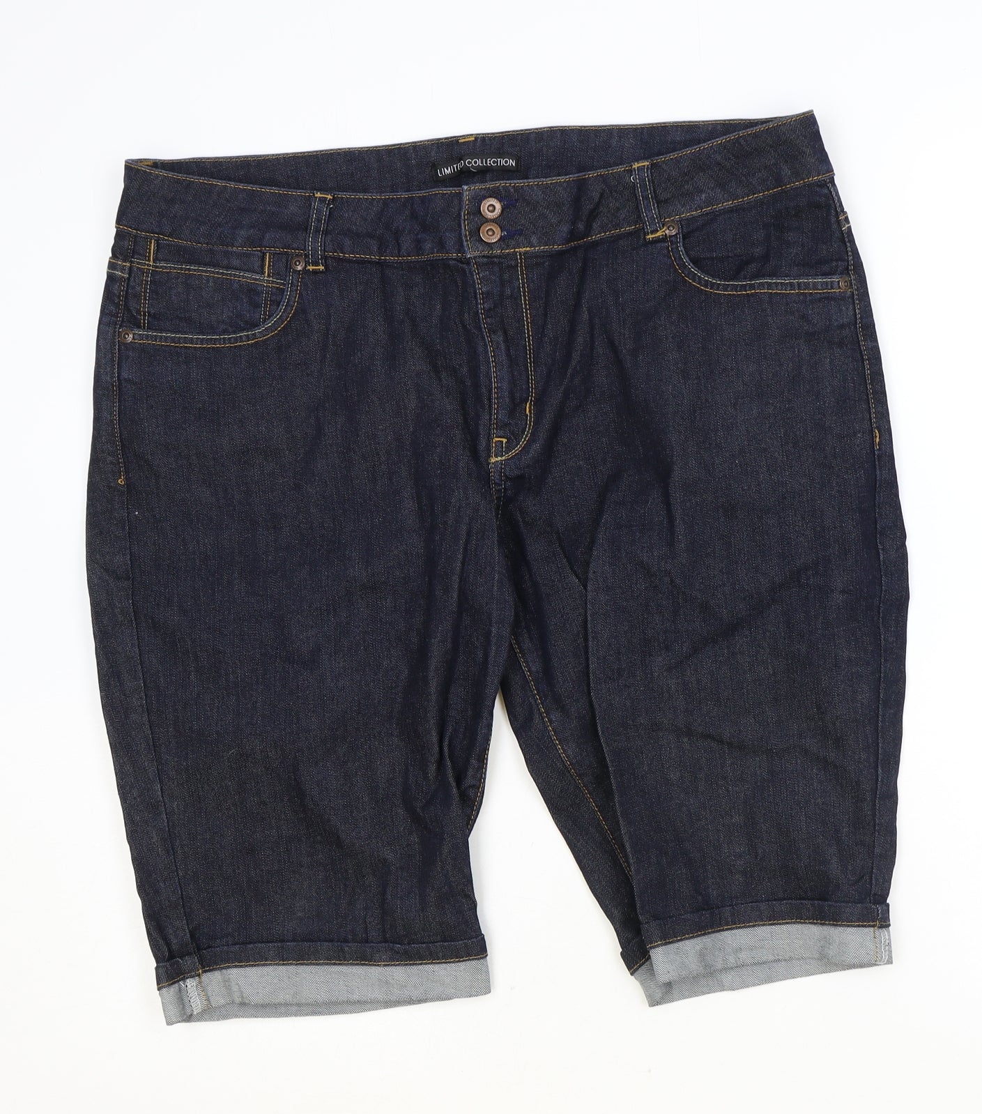 Marks and Spencer Womens Blue Cotton Bermuda Shorts Size 18 Regular Zip