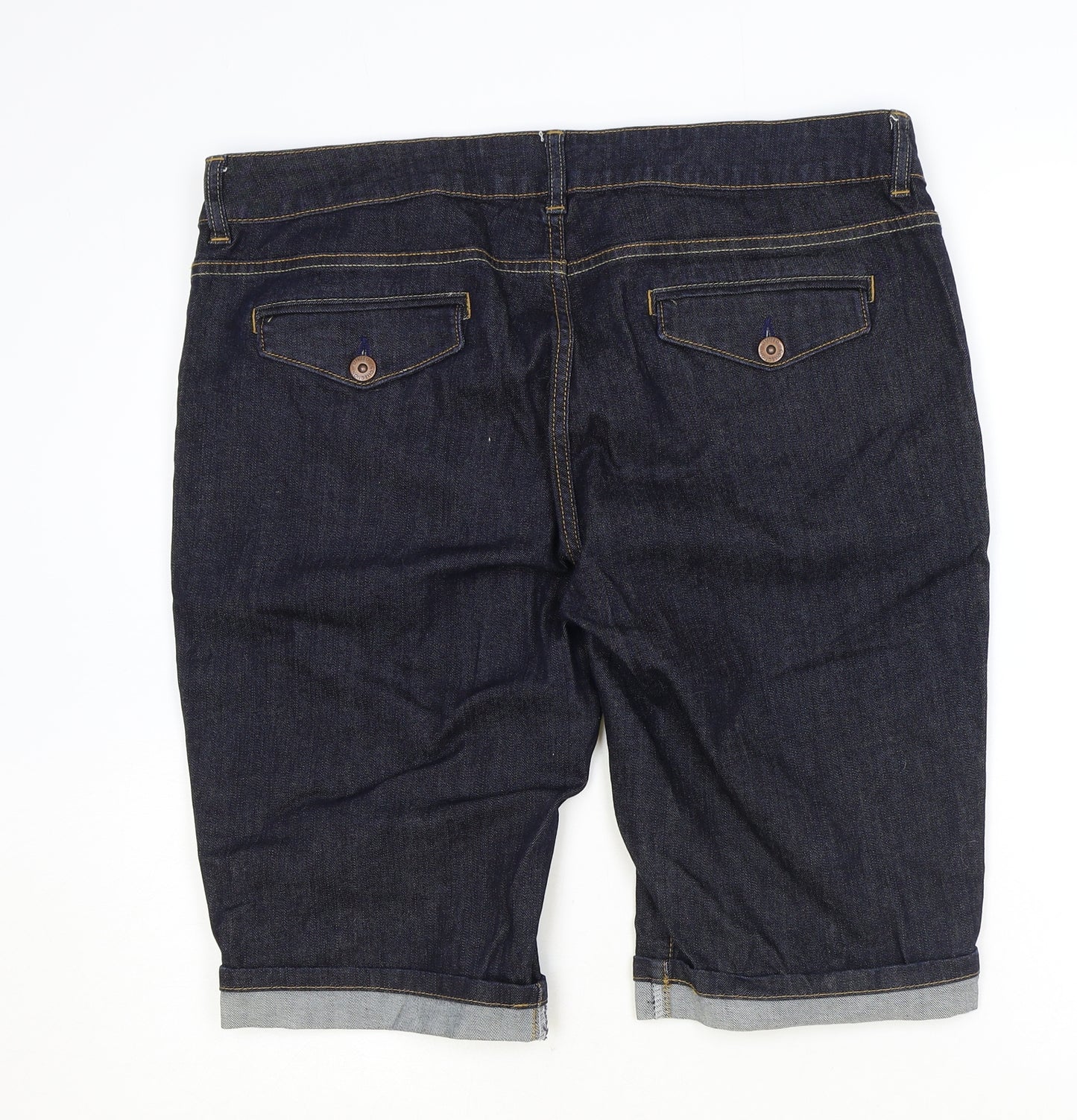 Marks and Spencer Womens Blue Cotton Bermuda Shorts Size 18 Regular Zip