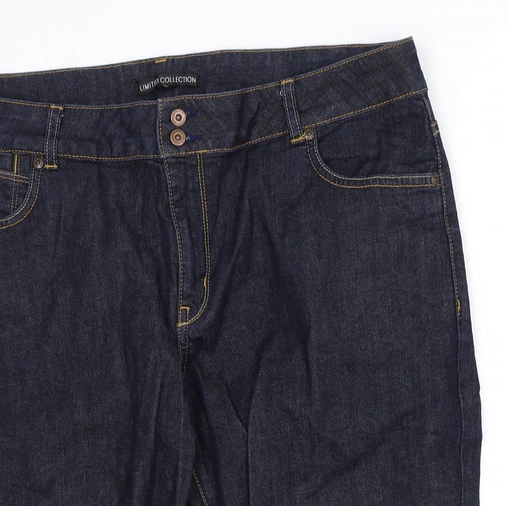 Marks and Spencer Womens Blue Cotton Bermuda Shorts Size 18 Regular Zip