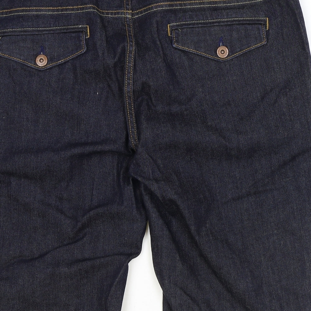Marks and Spencer Womens Blue Cotton Bermuda Shorts Size 18 Regular Zip