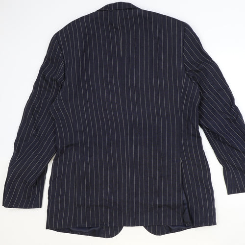 Marks and Spencer Mens Blue Striped Flax Jacket Suit Jacket Size 44 Regular