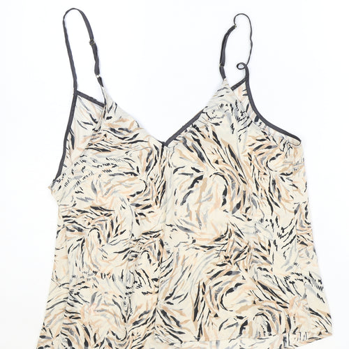 Primark Womens Brown Geometric Polyester Basic Tank Size M V-Neck