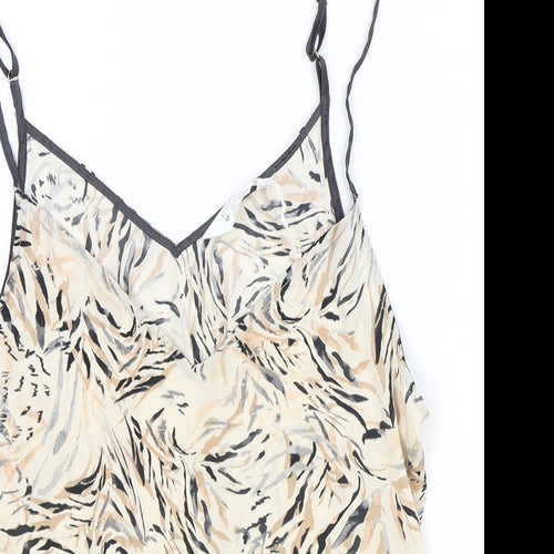 Primark Womens Brown Geometric Polyester Basic Tank Size M V-Neck