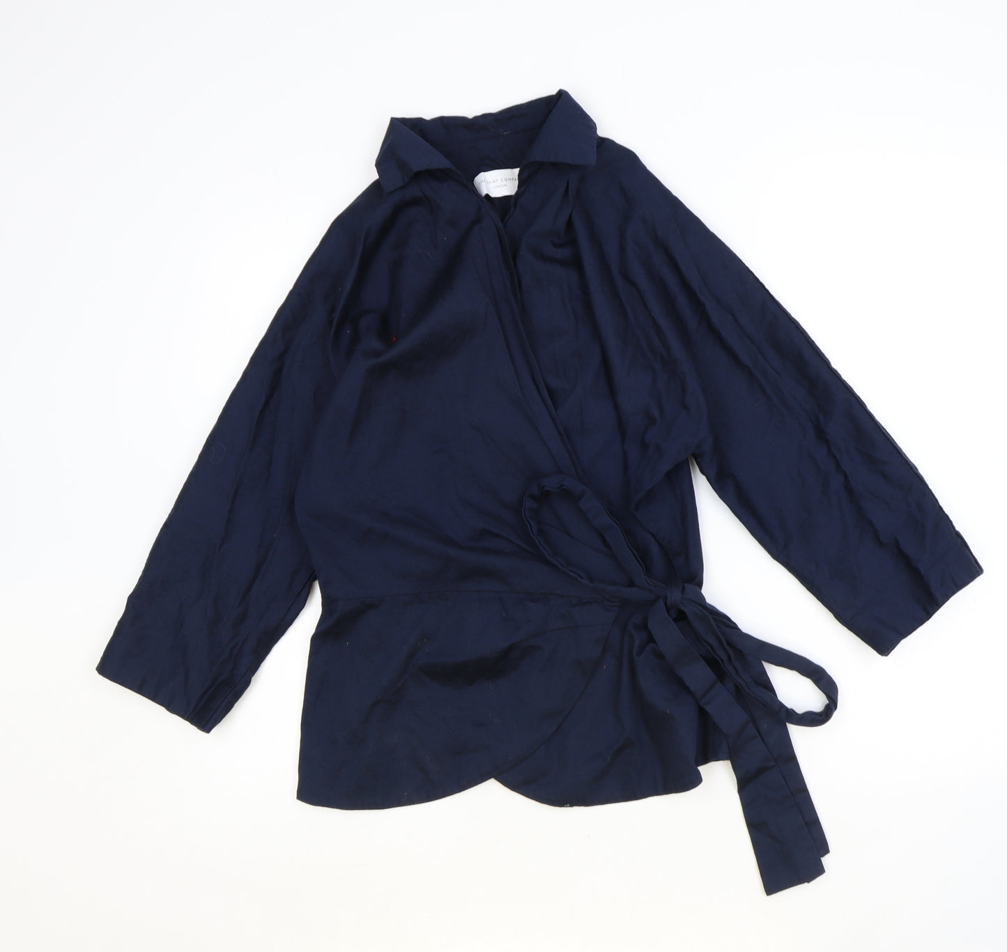The Shirt Company Womens Blue 100% Cotton Wrap Blouse Size 14 Collared