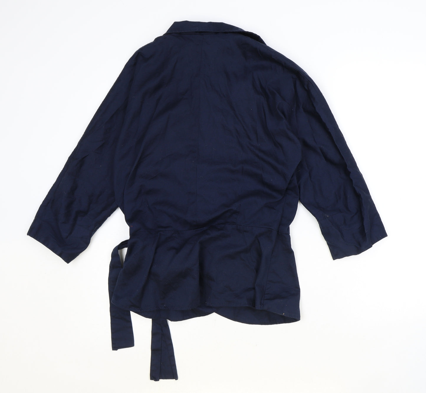 The Shirt Company Womens Blue 100% Cotton Wrap Blouse Size 14 Collared