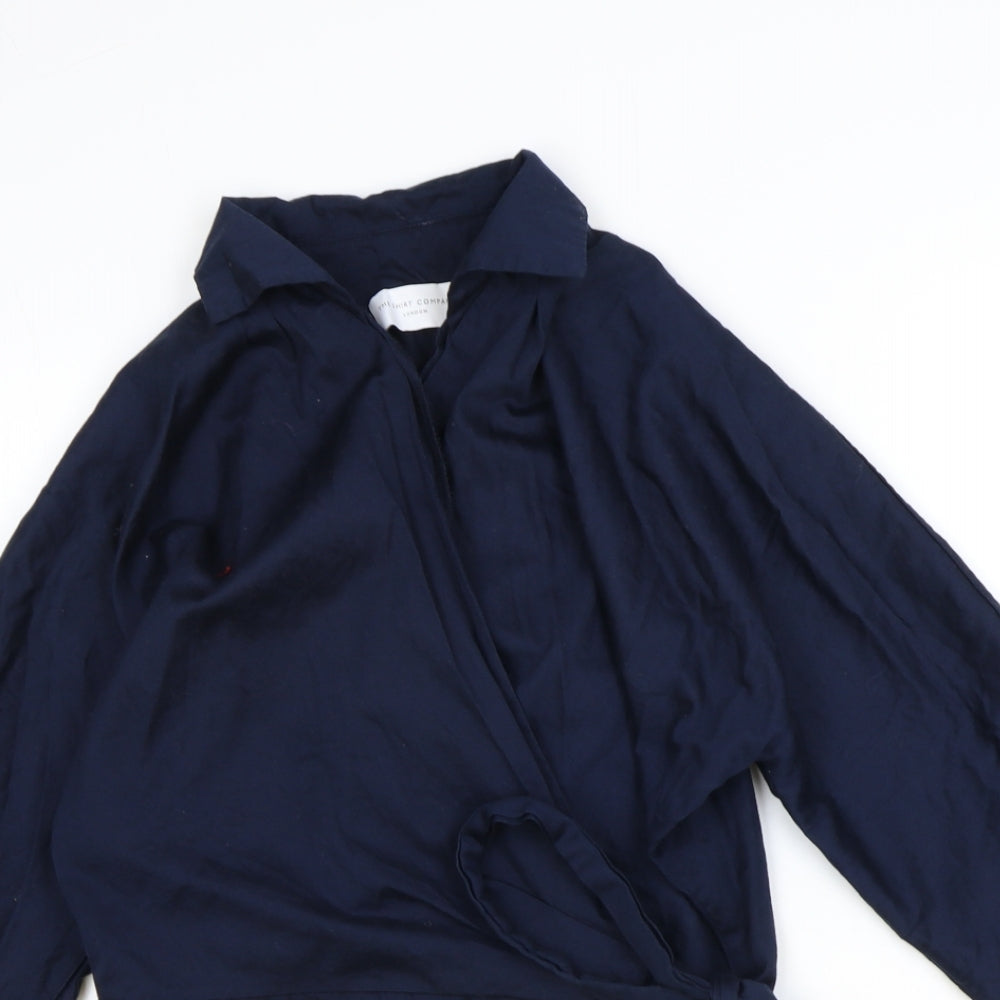 The Shirt Company Womens Blue 100% Cotton Wrap Blouse Size 14 Collared