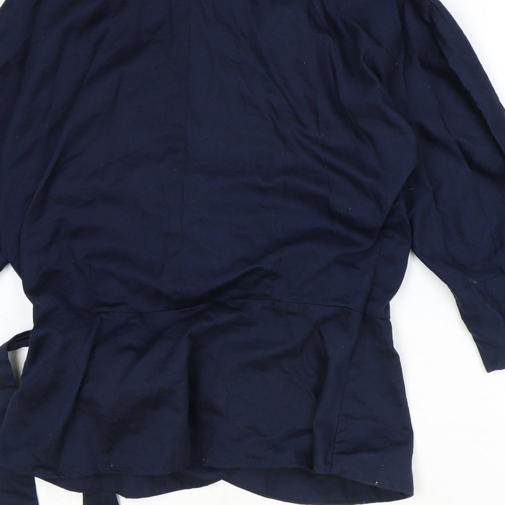 The Shirt Company Womens Blue 100% Cotton Wrap Blouse Size 14 Collared