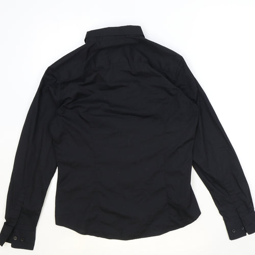 Kustom Kit Womens Black 100% Cotton Basic Button-Up Size 14 Collared