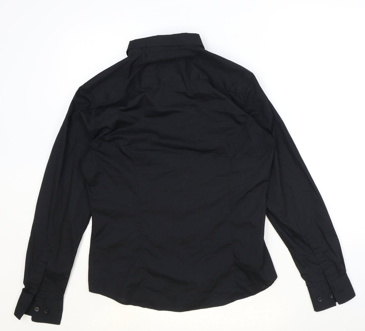 Kustom Kit Womens Black 100% Cotton Basic Button-Up Size 14 Collared