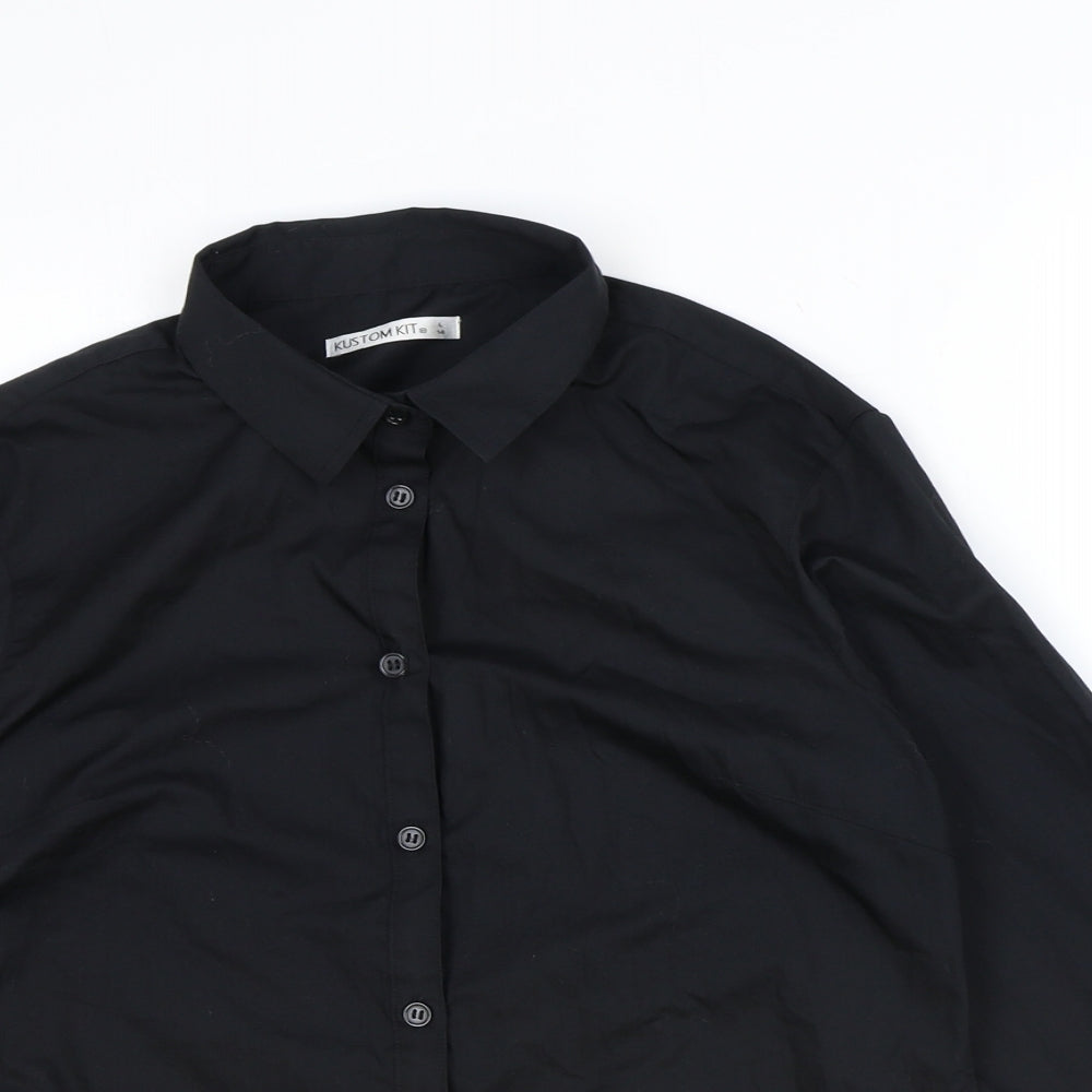 Kustom Kit Womens Black 100% Cotton Basic Button-Up Size 14 Collared