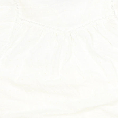 Pull&Bear Womens Ivory Cotton Basic Blouse Size M V-Neck