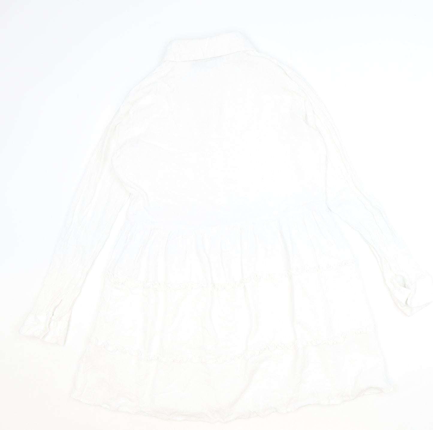 PRETTYLITTLETHING Womens Ivory Viscose Shirt Dress Size 10 Collared Button