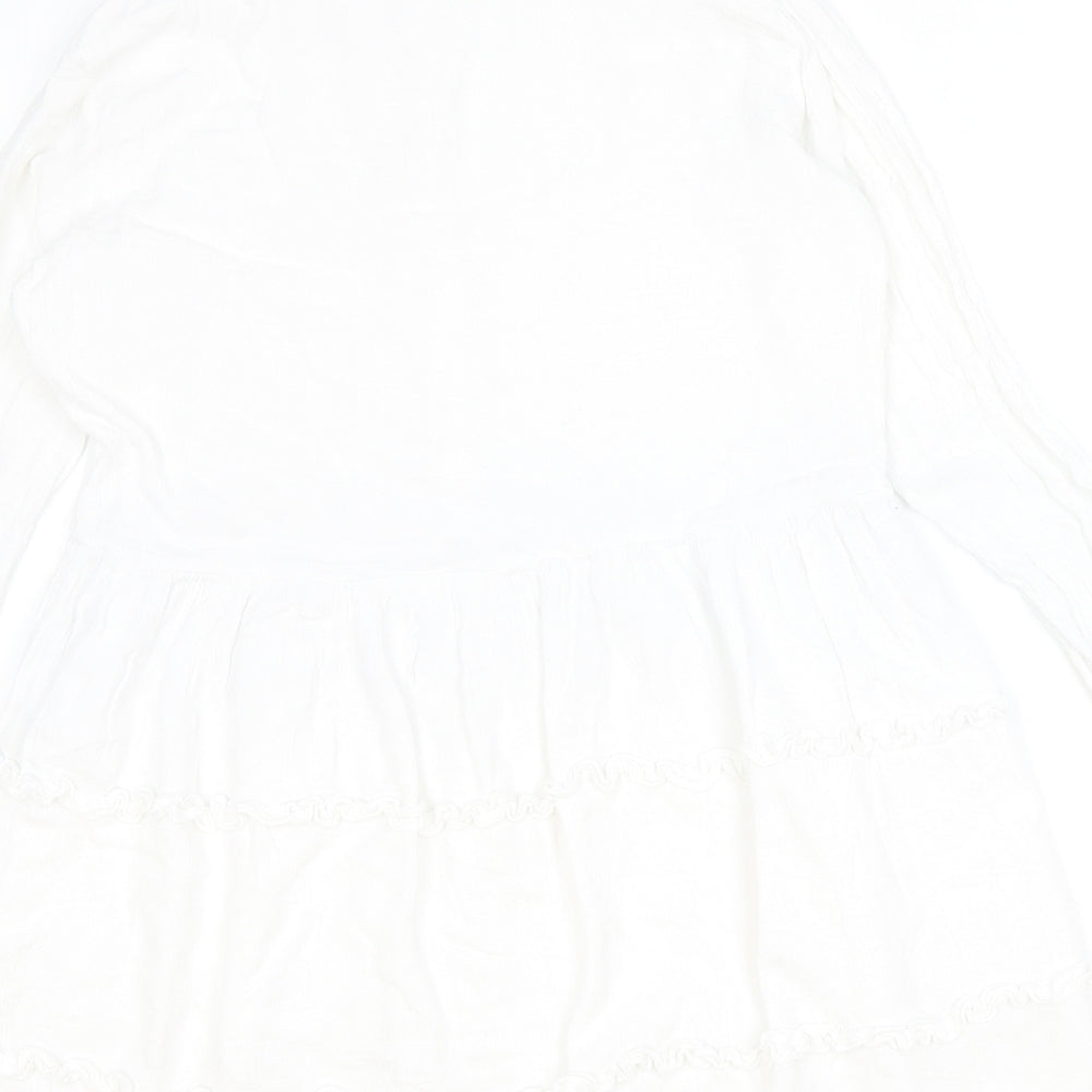 PRETTYLITTLETHING Womens Ivory Viscose Shirt Dress Size 10 Collared Button
