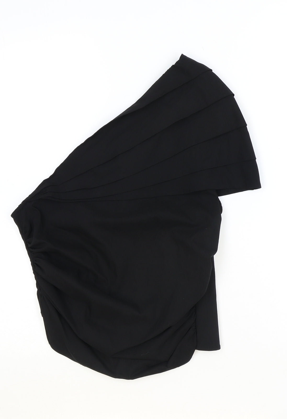 Zara Womens Black Viscose Basic Blouse Size L One Shoulder