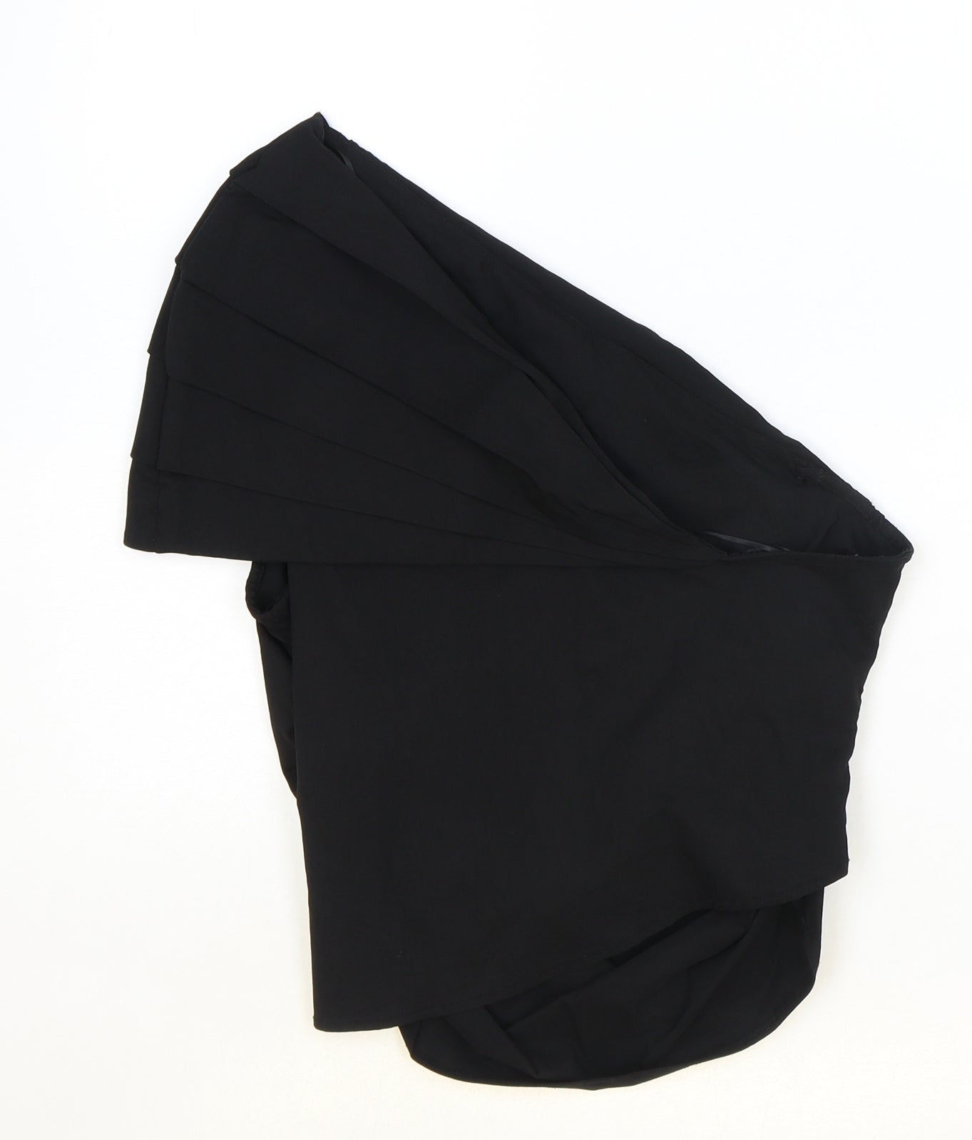 Zara Womens Black Viscose Basic Blouse Size L One Shoulder