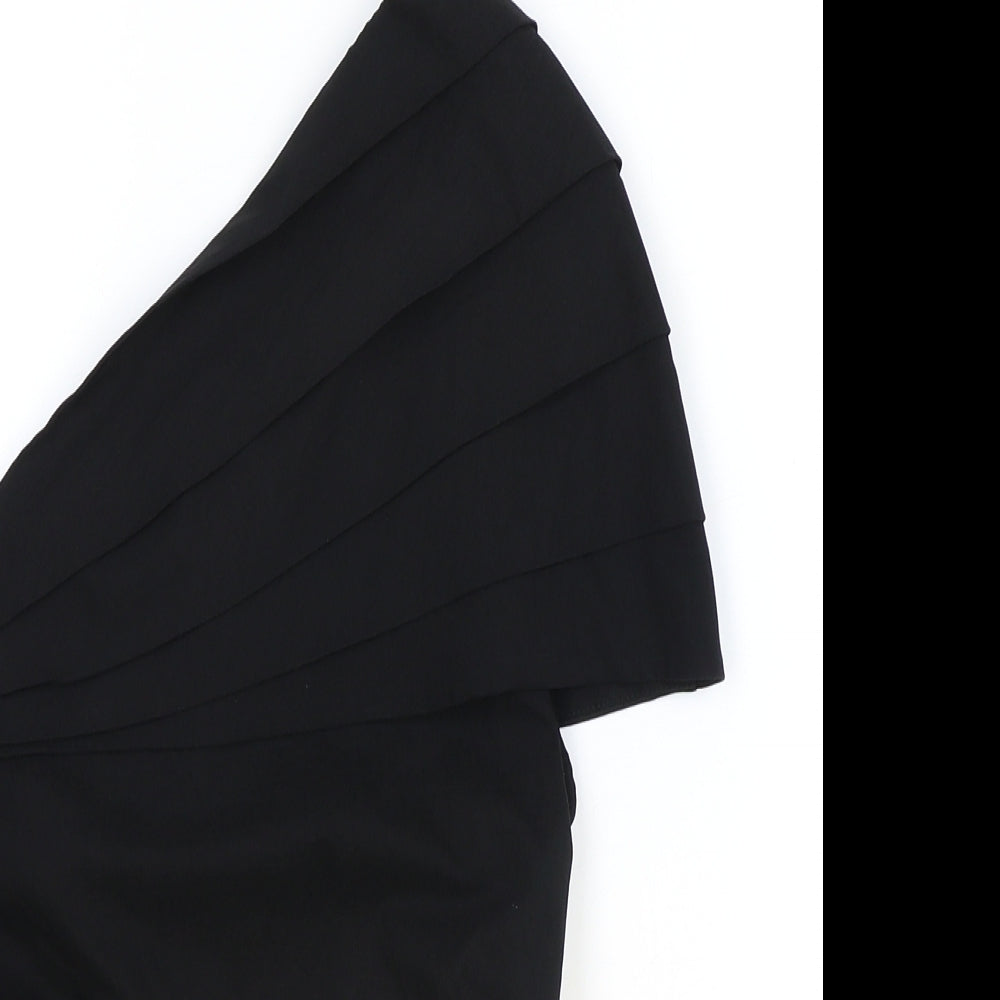 Zara Womens Black Viscose Basic Blouse Size L One Shoulder