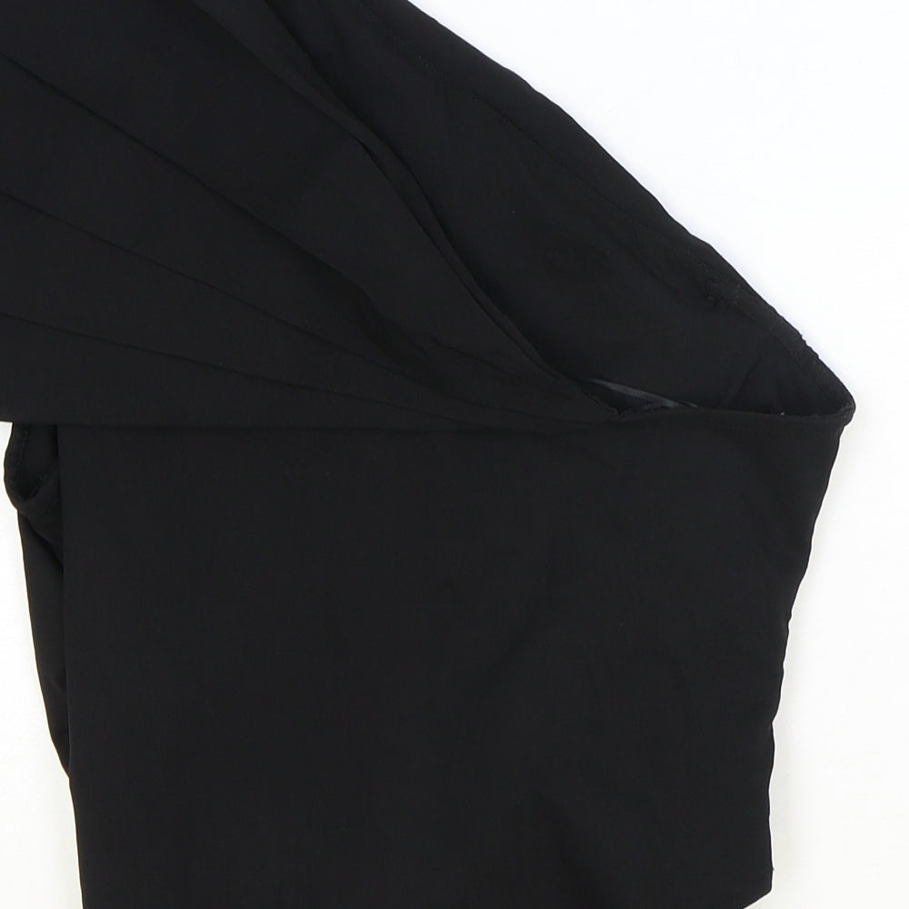 Zara Womens Black Viscose Basic Blouse Size L One Shoulder