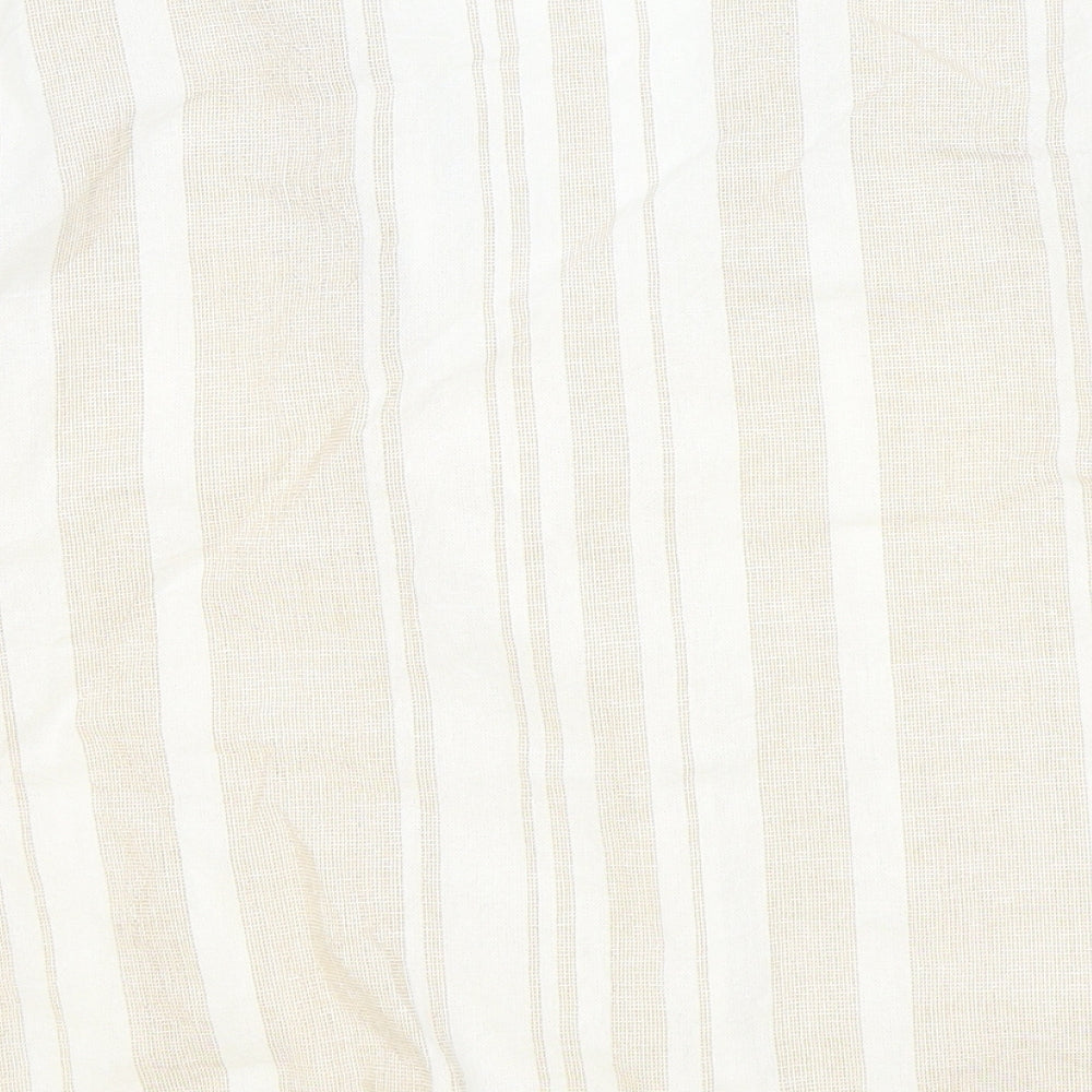 Topshop Womens Beige Striped Viscose Basic Button-Up Size 12 V-Neck
