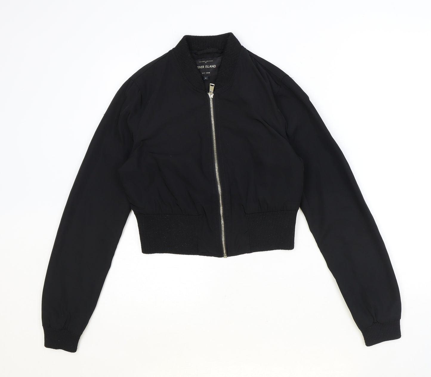 River Island Womens Black Bomber Jacket Jacket Size 8 Zip