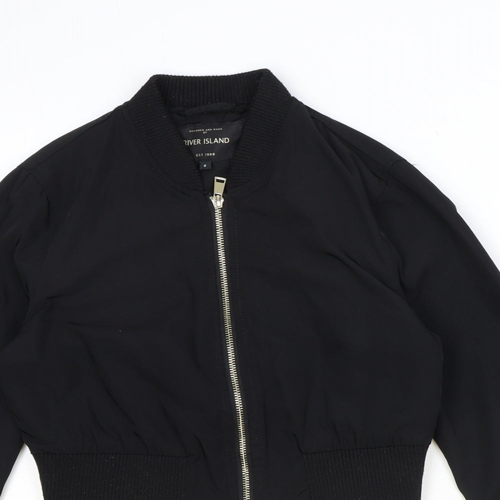 River Island Womens Black Bomber Jacket Jacket Size 8 Zip