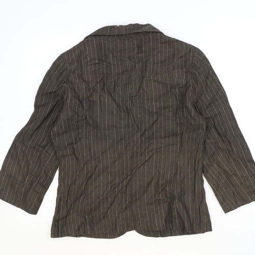 John Lewis Womens Brown Striped Linen Jacket Blazer Size 10